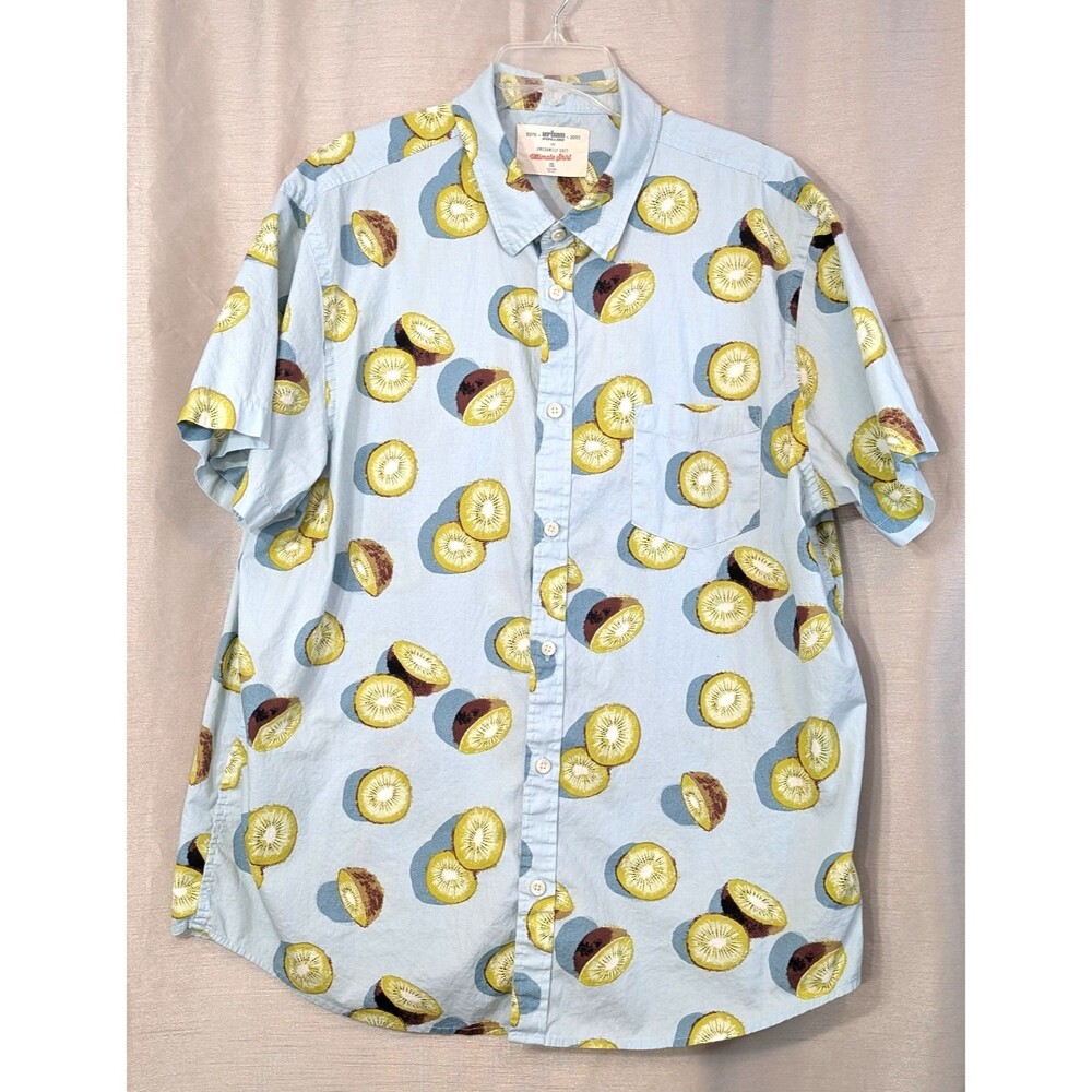 Urban Pipeline Kiwi Button-Up Short Sleeves Cotton Blue Green Shirt XXL Pocket
